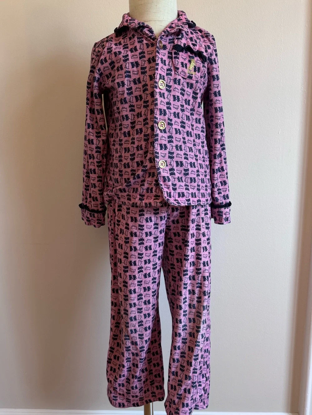 Juicy Couture Pink and Black Logo Print Kids Pajama Set